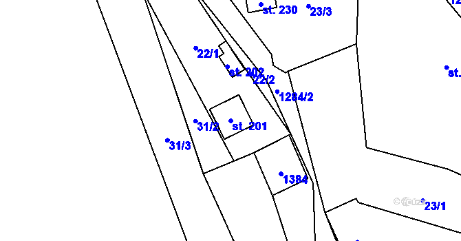 Parcela st. 201 v KÚ Švihov, Katastrální mapa
