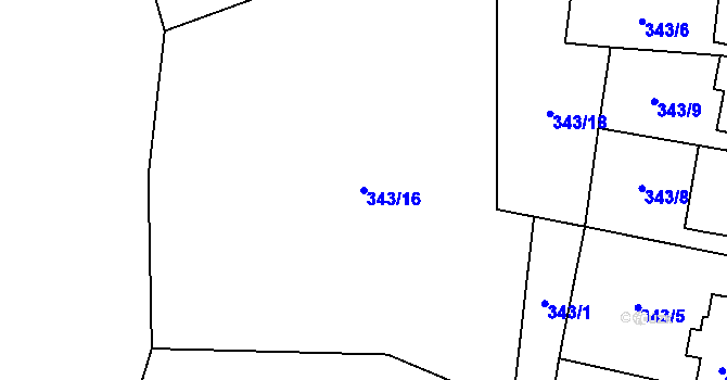 Parcela st. 343/16 v KÚ Švihov, Katastrální mapa