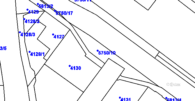 Parcela st. 5750/10 v KÚ Tábor, Katastrální mapa