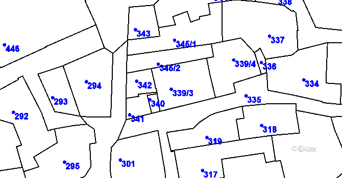 Parcela st. 339/3 v KÚ Tábor, Katastrální mapa