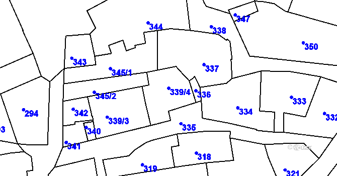 Parcela st. 339/4 v KÚ Tábor, Katastrální mapa
