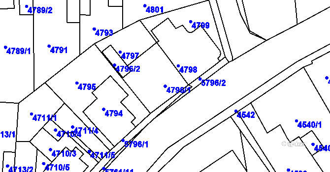 Parcela st. 4796/1 v KÚ Tábor, Katastrální mapa