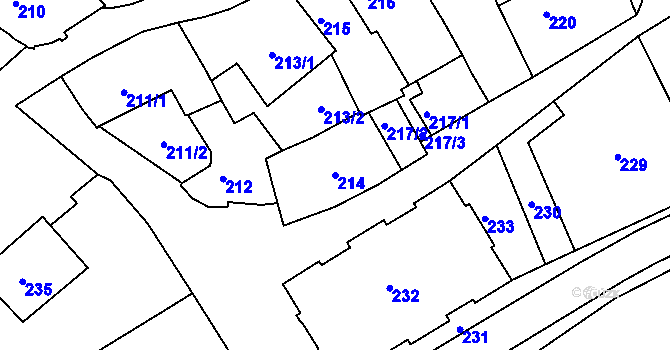 Parcela st. 214 v KÚ Tábor, Katastrální mapa