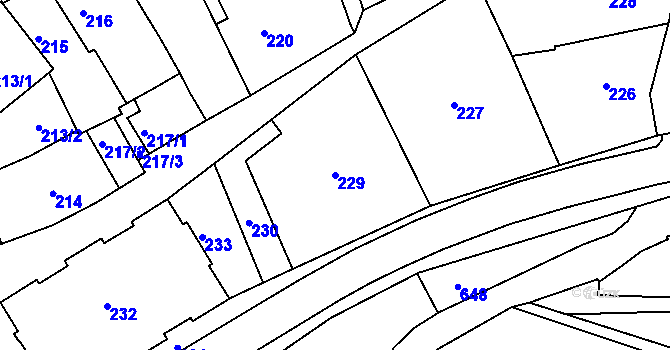Parcela st. 229 v KÚ Tábor, Katastrální mapa