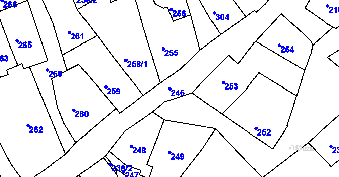 Parcela st. 246 v KÚ Tábor, Katastrální mapa