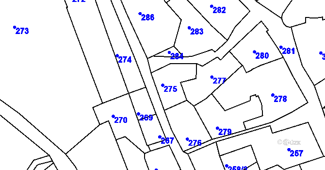 Parcela st. 275 v KÚ Tábor, Katastrální mapa