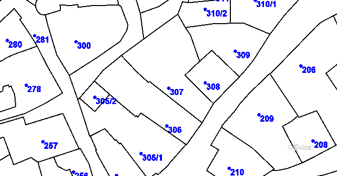 Parcela st. 307 v KÚ Tábor, Katastrální mapa