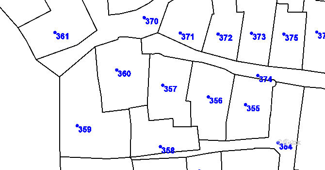 Parcela st. 357 v KÚ Tábor, Katastrální mapa