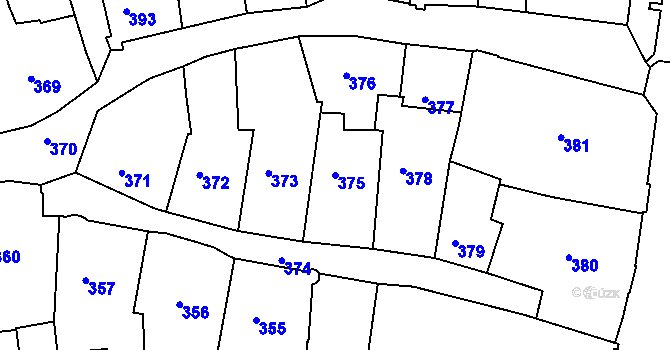 Parcela st. 375 v KÚ Tábor, Katastrální mapa
