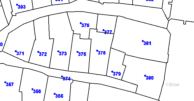 Parcela st. 378 v KÚ Tábor, Katastrální mapa