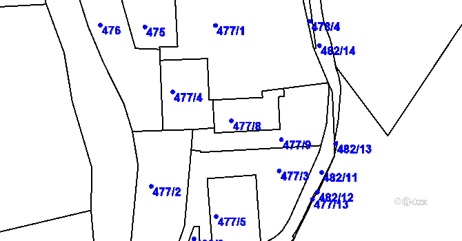 Parcela st. 477/8 v KÚ Tábor, Katastrální mapa