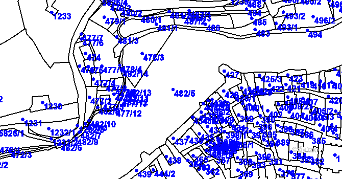 Parcela st. 482 v KÚ Tábor, Katastrální mapa