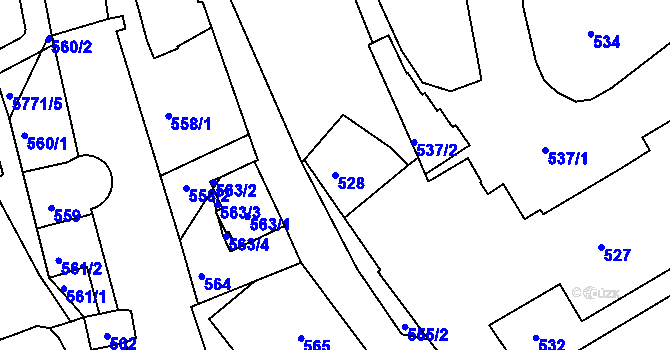Parcela st. 528 v KÚ Tábor, Katastrální mapa