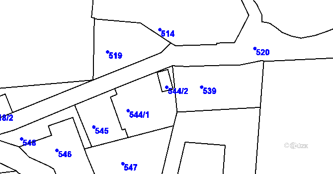 Parcela st. 544/2 v KÚ Tábor, Katastrální mapa