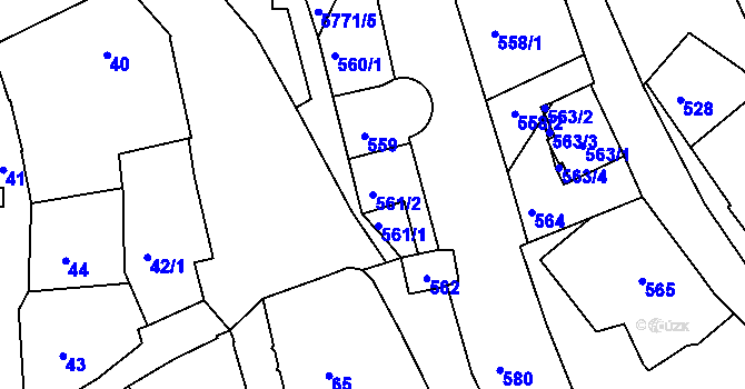 Parcela st. 561/2 v KÚ Tábor, Katastrální mapa