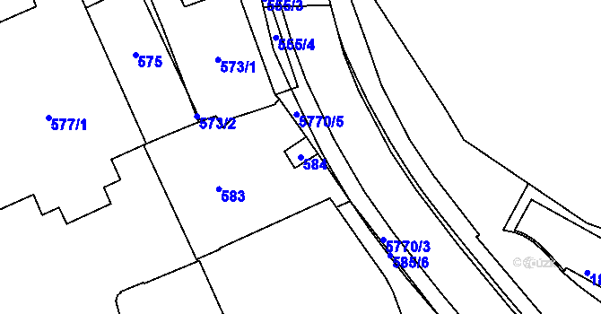 Parcela st. 584 v KÚ Tábor, Katastrální mapa