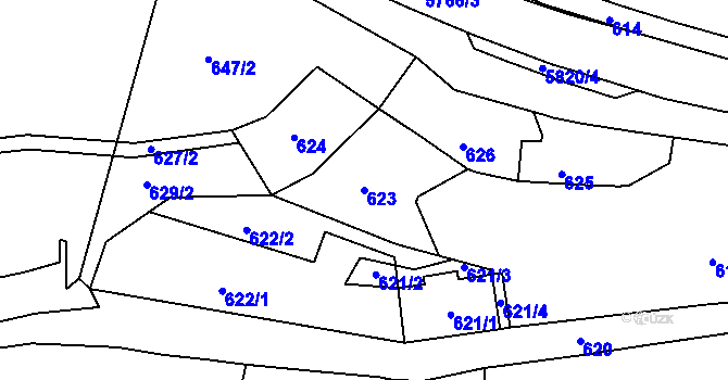 Parcela st. 623 v KÚ Tábor, Katastrální mapa