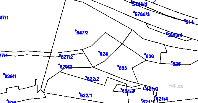 Parcela st. 624 v KÚ Tábor, Katastrální mapa
