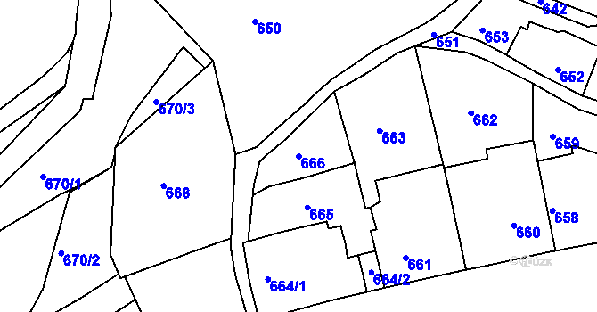 Parcela st. 666 v KÚ Tábor, Katastrální mapa
