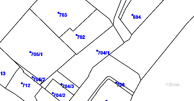 Parcela st. 704/1 v KÚ Tábor, Katastrální mapa