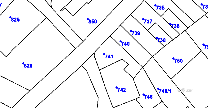 Parcela st. 741 v KÚ Tábor, Katastrální mapa