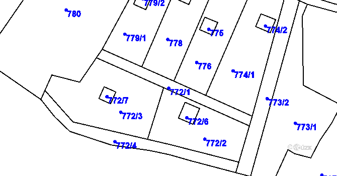 Parcela st. 772/1 v KÚ Tábor, Katastrální mapa