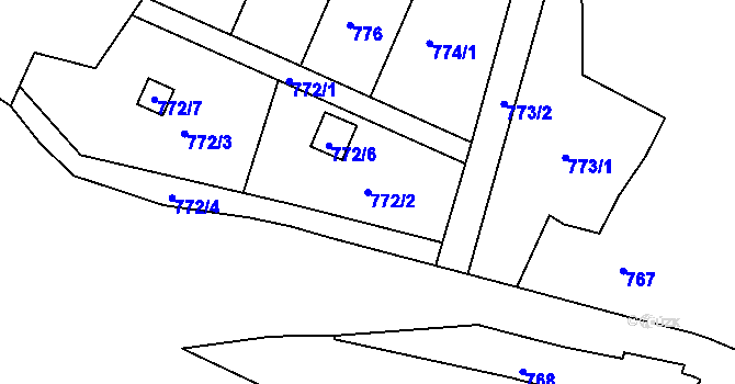 Parcela st. 772/2 v KÚ Tábor, Katastrální mapa