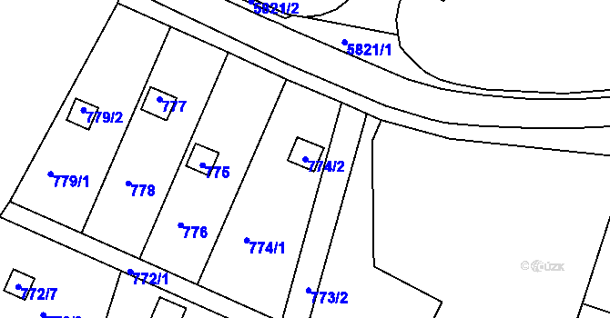 Parcela st. 774/2 v KÚ Tábor, Katastrální mapa