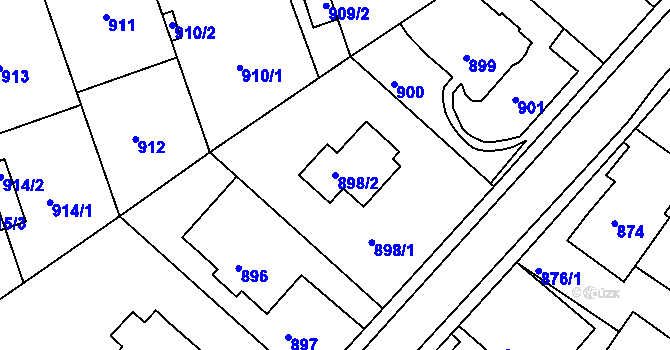Parcela st. 898/2 v KÚ Tábor, Katastrální mapa