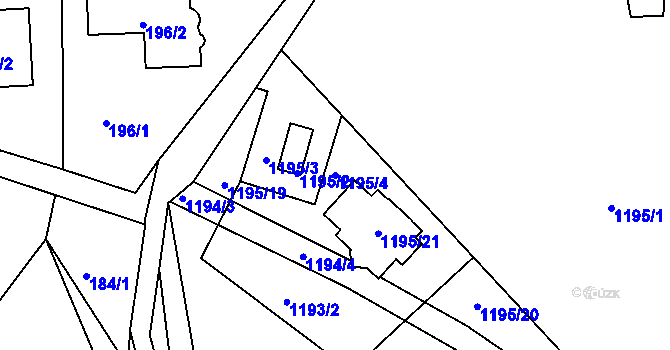 Parcela st. 1195/4 v KÚ Tábor, Katastrální mapa