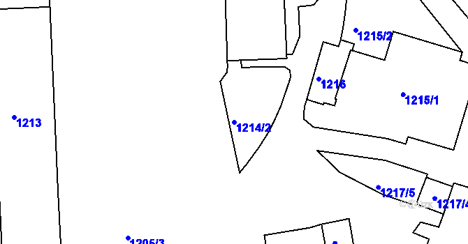 Parcela st. 1214/2 v KÚ Tábor, Katastrální mapa