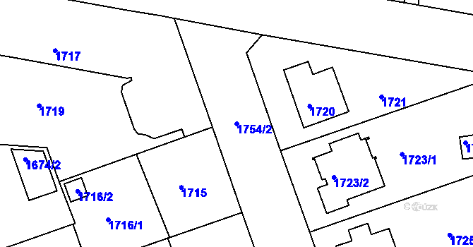 Parcela st. 1754/2 v KÚ Tábor, Katastrální mapa