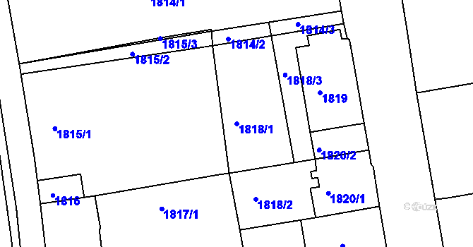 Parcela st. 1818/1 v KÚ Tábor, Katastrální mapa