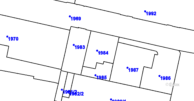 Parcela st. 1984 v KÚ Tábor, Katastrální mapa