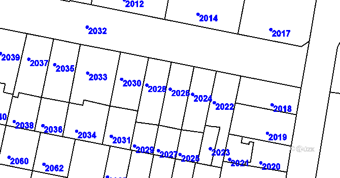 Parcela st. 2026 v KÚ Tábor, Katastrální mapa