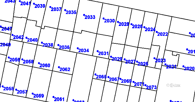 Parcela st. 2031 v KÚ Tábor, Katastrální mapa