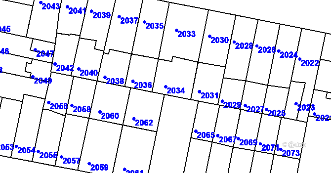 Parcela st. 2034 v KÚ Tábor, Katastrální mapa