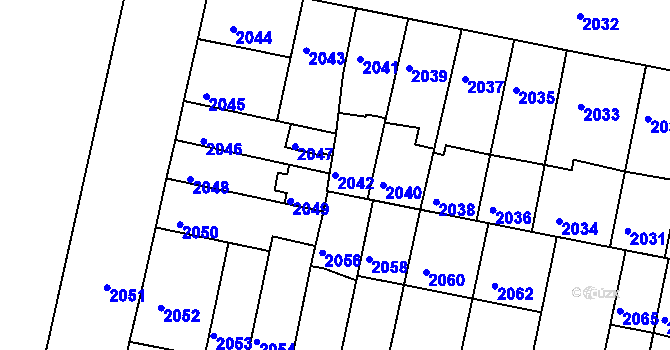 Parcela st. 2042 v KÚ Tábor, Katastrální mapa