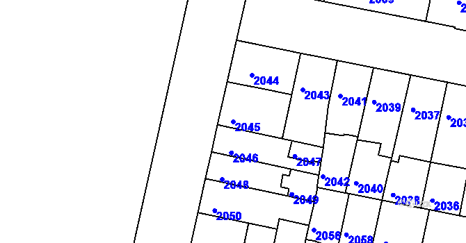 Parcela st. 2045 v KÚ Tábor, Katastrální mapa