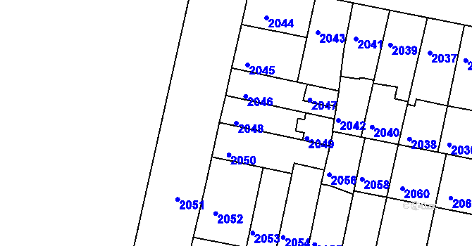Parcela st. 2048 v KÚ Tábor, Katastrální mapa