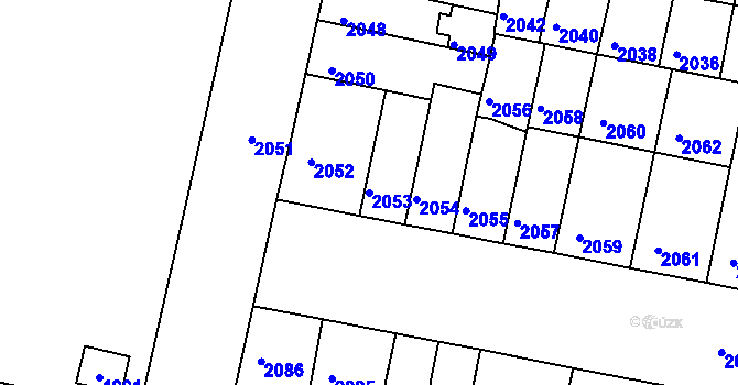 Parcela st. 2053 v KÚ Tábor, Katastrální mapa