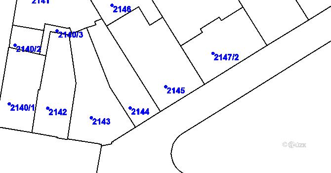 Parcela st. 2145 v KÚ Tábor, Katastrální mapa