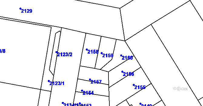 Parcela st. 2159 v KÚ Tábor, Katastrální mapa