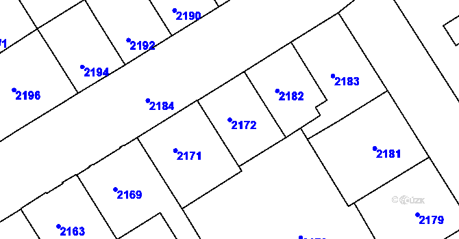 Parcela st. 2172 v KÚ Tábor, Katastrální mapa