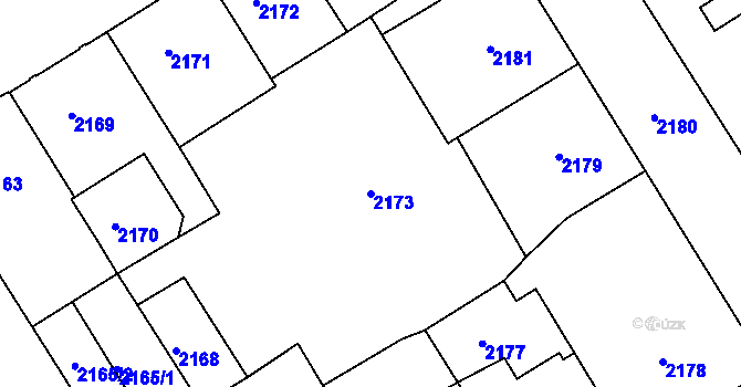 Parcela st. 2173 v KÚ Tábor, Katastrální mapa