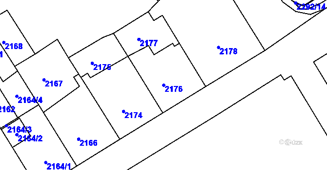 Parcela st. 2176 v KÚ Tábor, Katastrální mapa