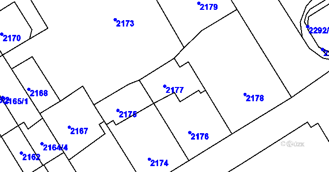 Parcela st. 2177 v KÚ Tábor, Katastrální mapa