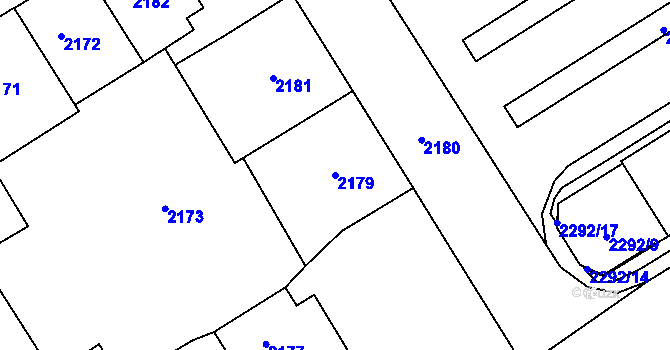 Parcela st. 2179 v KÚ Tábor, Katastrální mapa