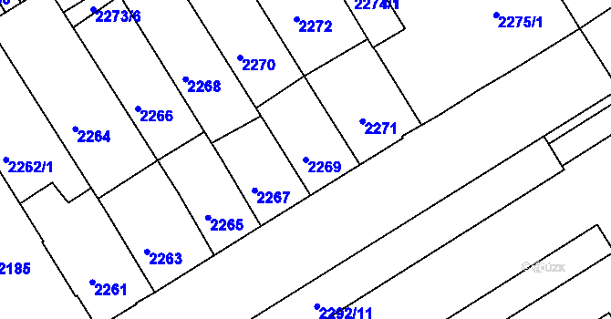 Parcela st. 2269 v KÚ Tábor, Katastrální mapa