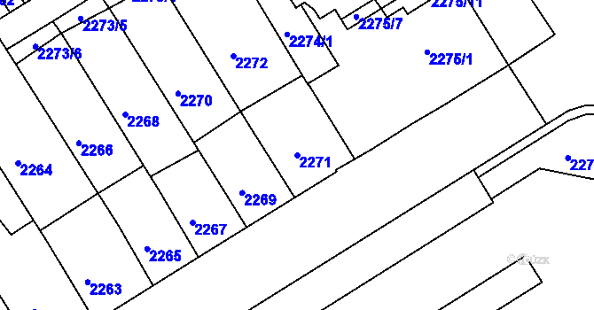 Parcela st. 2271 v KÚ Tábor, Katastrální mapa
